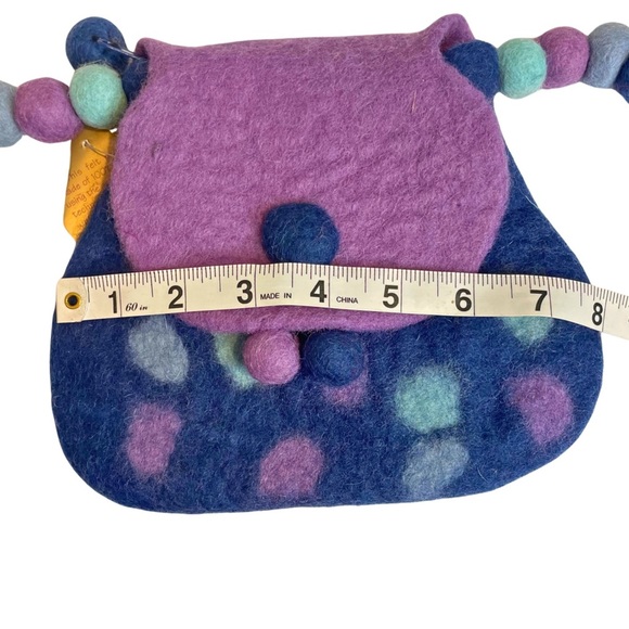 Rising Tide hand felted bag 100% sheep wool purple and blue felt shoulder strap - Picture 2 of 9